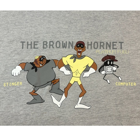 VTG RARE Platinum FUBU The Brown Hornet Graphic T-Shirt Mens XL Grey Fat Albert
